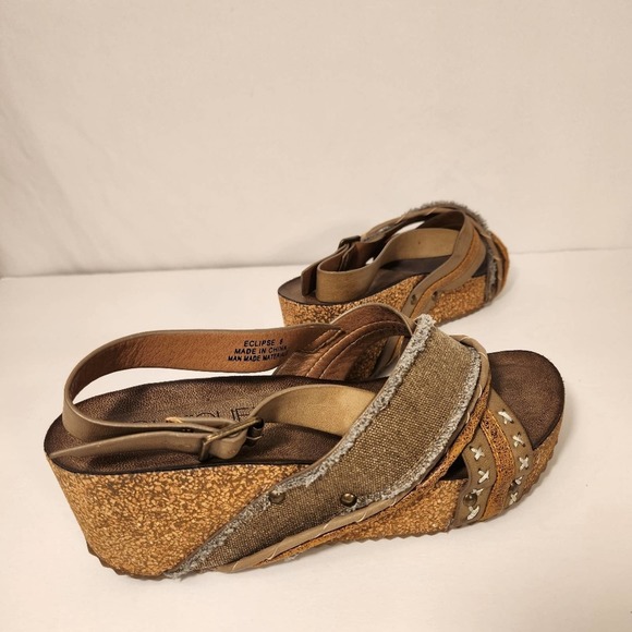 Corkys Shoes Boutique By Corkys Eclipse Khaki Strappy Cork Wedge